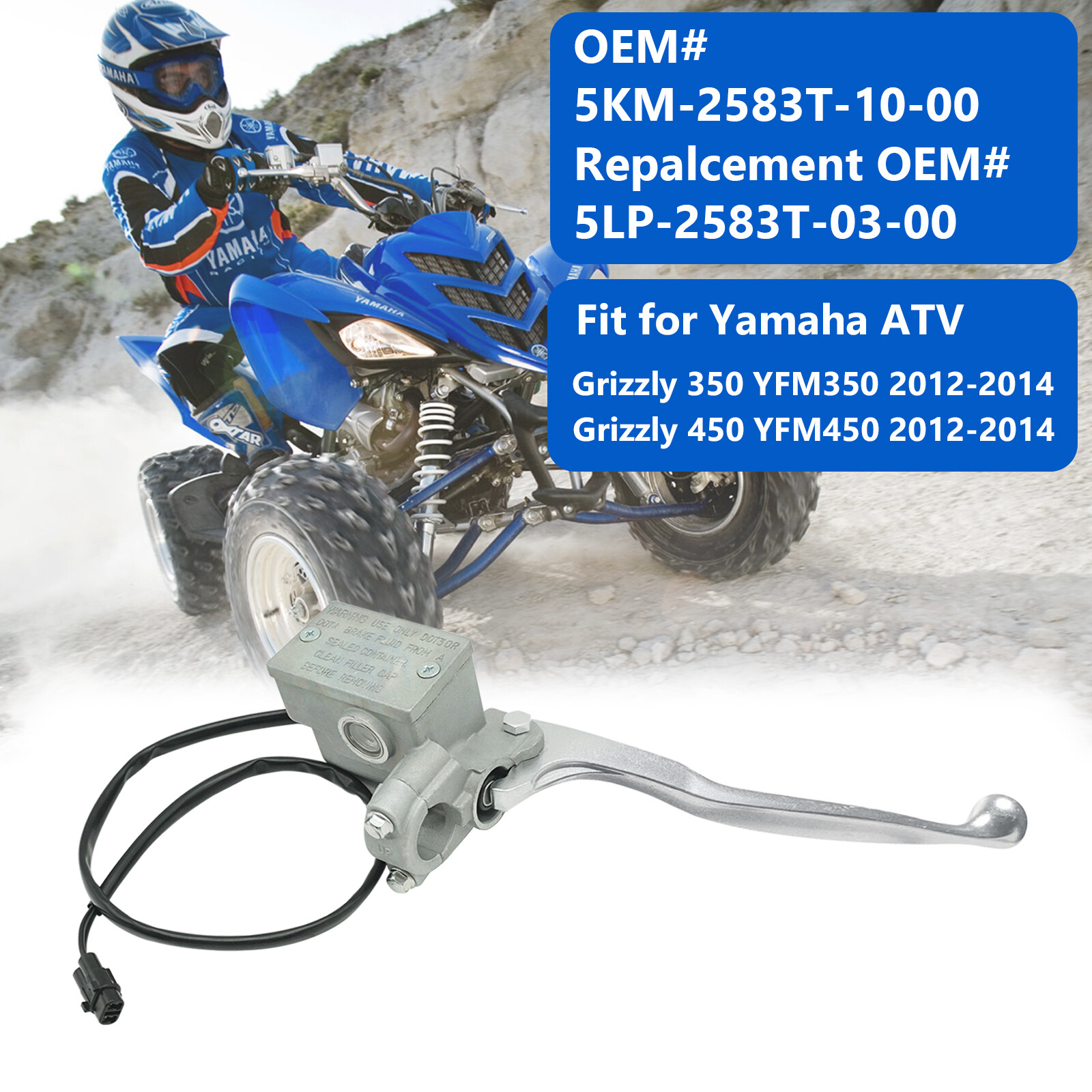 Front Right Brake Master Cylinder for Yamaha Banshee Grizzly Raptor Warrior 350