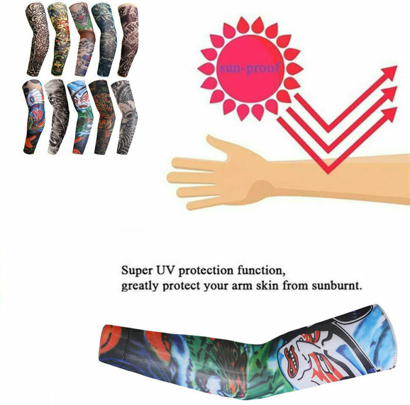 10PCS Tattoo Cooling Arm Sleeves Cover Outdoor Sport Summer UV Sun Protection US