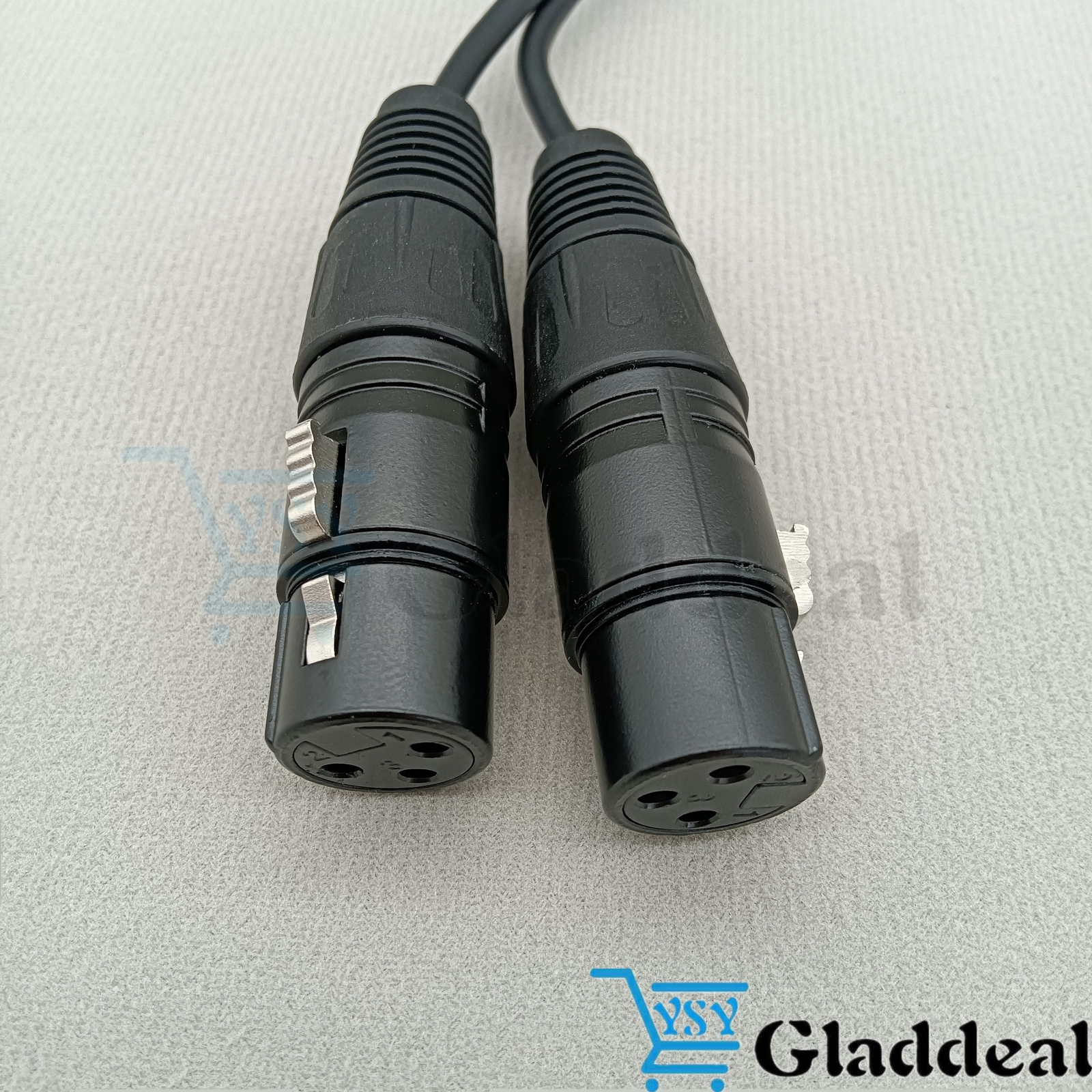 3-Pin XLR Male Plug to Dual 2 Female 16 AWG Jack Y Splitter Mic DJ Cable Adaptor