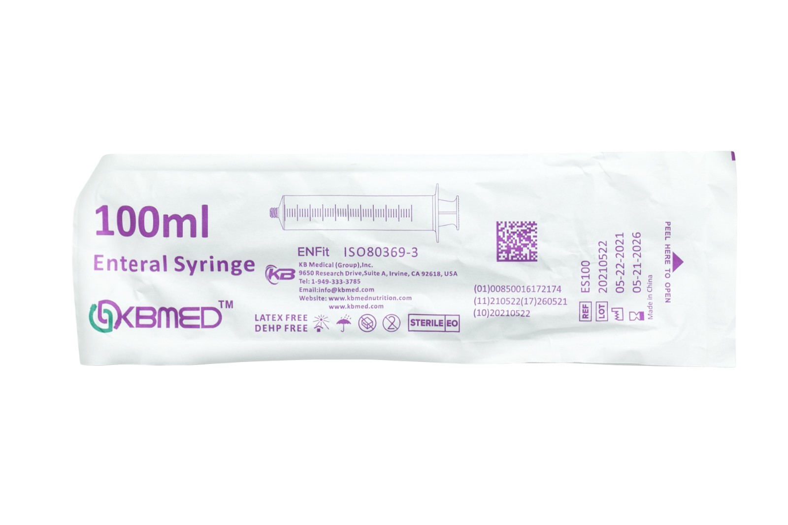 100mL enteral enfit sterile syringe box of 10