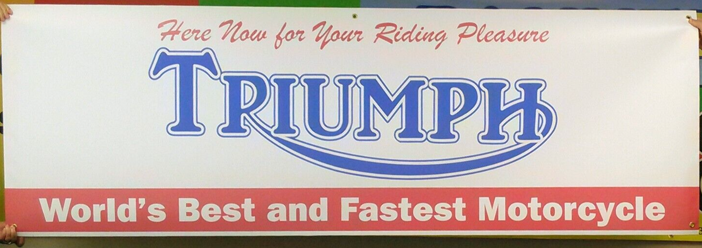 Huge Triumph Motorcycle Dealer Promo vintage logo Banner Sign Flag v 2