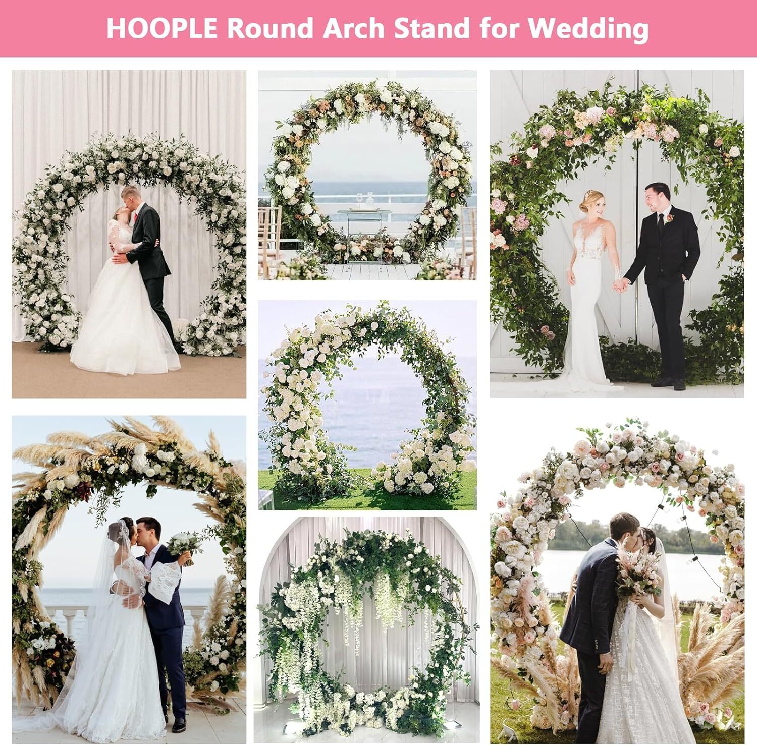 Round Backdrop Stand 6.6 FT - Gold Circle Balloon Arch Frame, Wedding Arch Frame