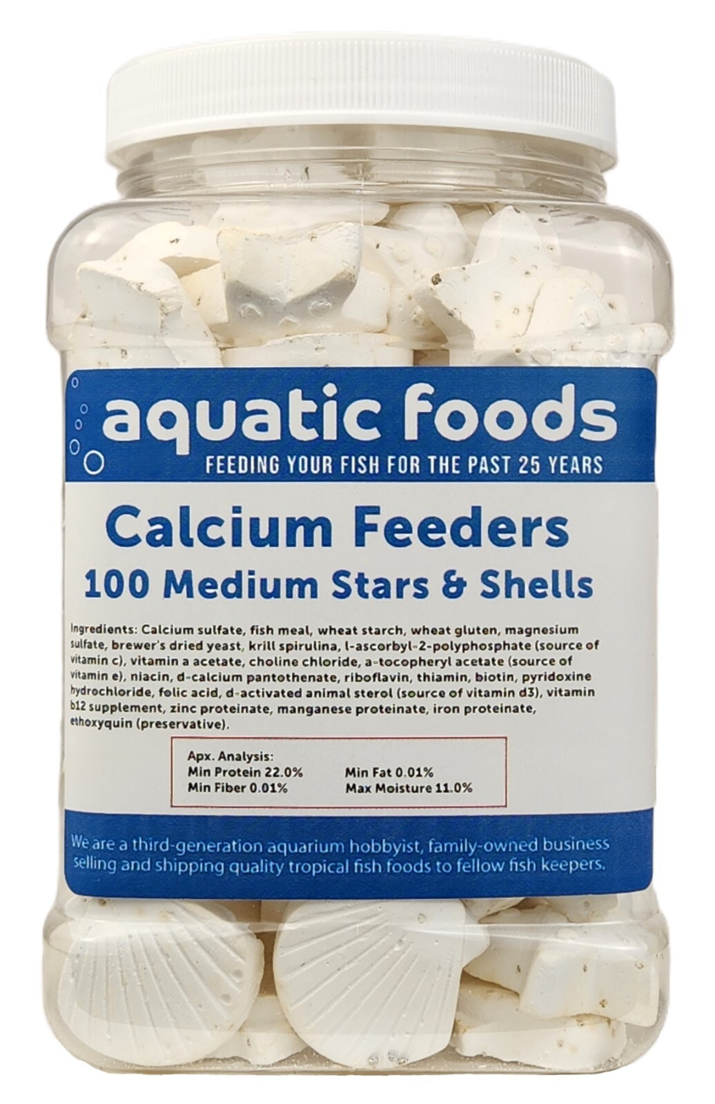 Calcium Feeder Stars & Shells for Shrimp, Snails, Crabs, Crayfish, Tropical Fish