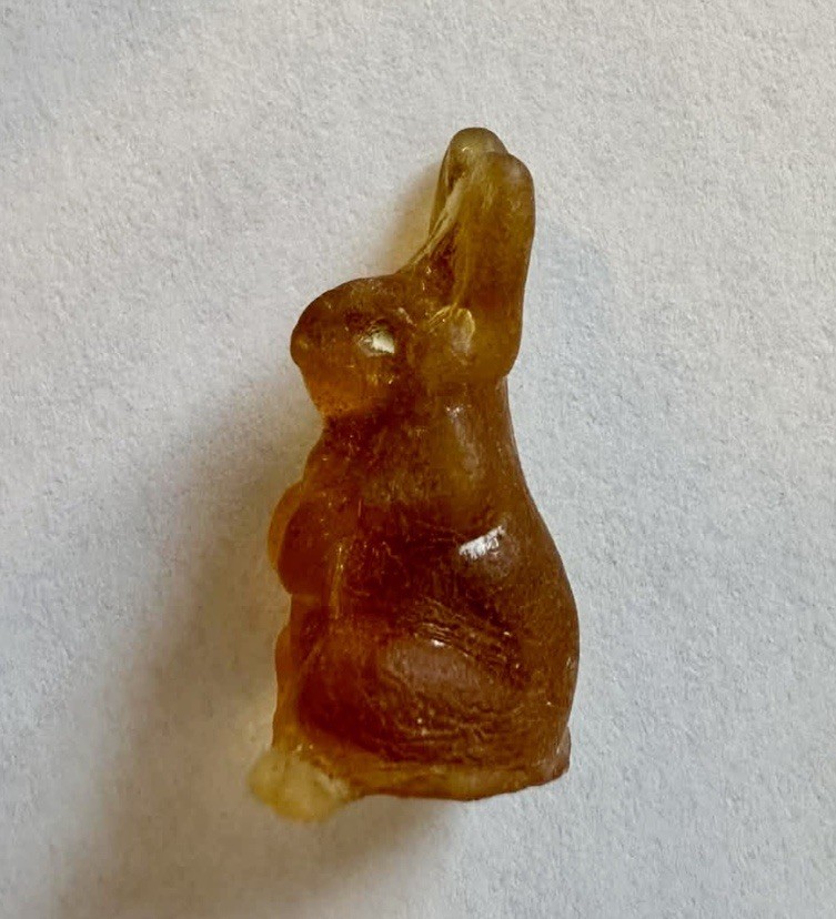 Vintage Czech Glass Bunny Rabbit Apple Juice Cracker Jack AS IS