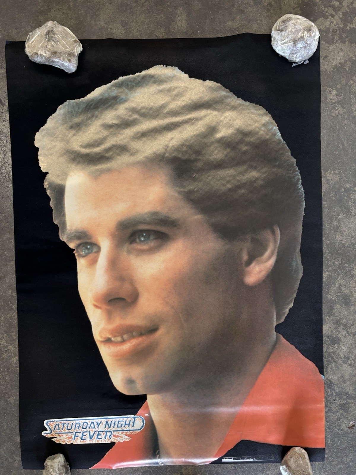 Flocked Saturday night fever John Travolta vintage Poster 1977 TONY   C2795