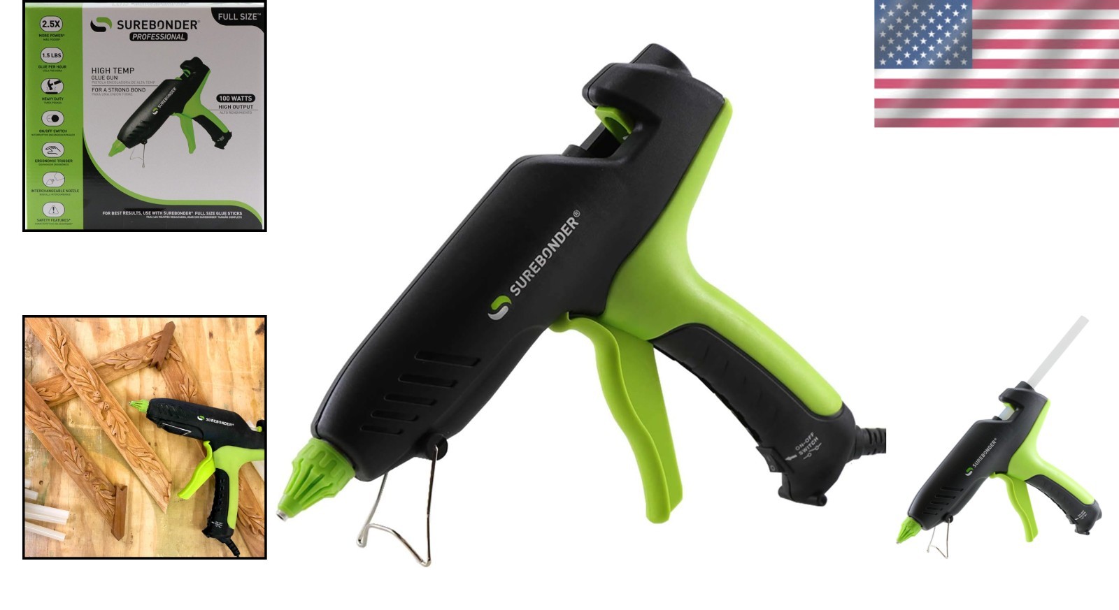 Heavy Duty Hot Glue Gun Professional High Temp 100W for Crafts DIY Repairs