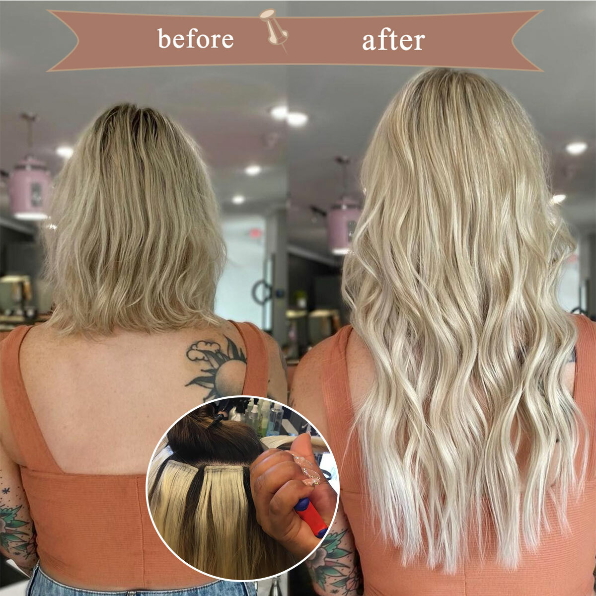 CLEARANCE Tape In 100% Real Remy Human Hair Extensions Skin Weft Full Head Ombre