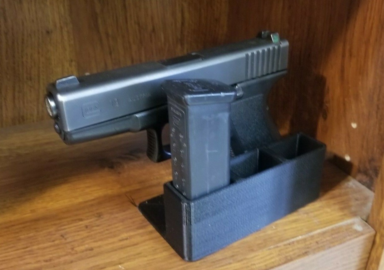 Pistol & Magazine Stand for Glock 17, 19 and 26 Handgun. Gun Storage Holder.