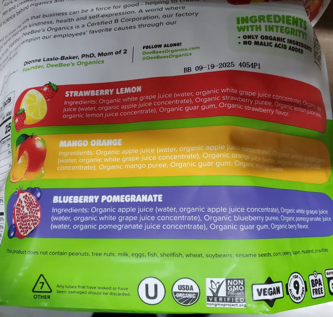 Deebee’s Organics Super Fruit Organic Freezie Pops Assorted Flavors, 35 Pops!