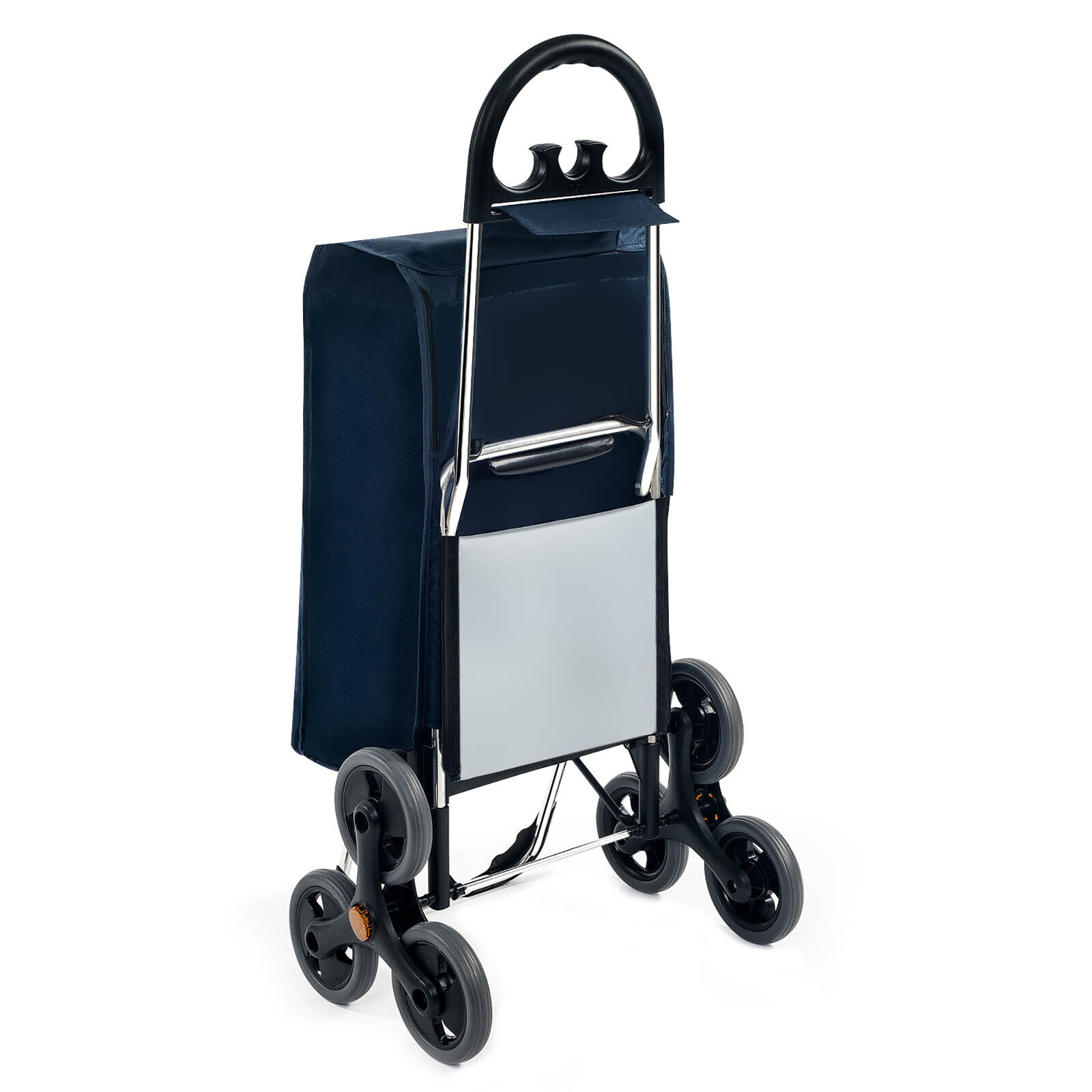 Folding Stair Climbing Shopping Cart Hand Truck w/Removable Bag & Handle Navy