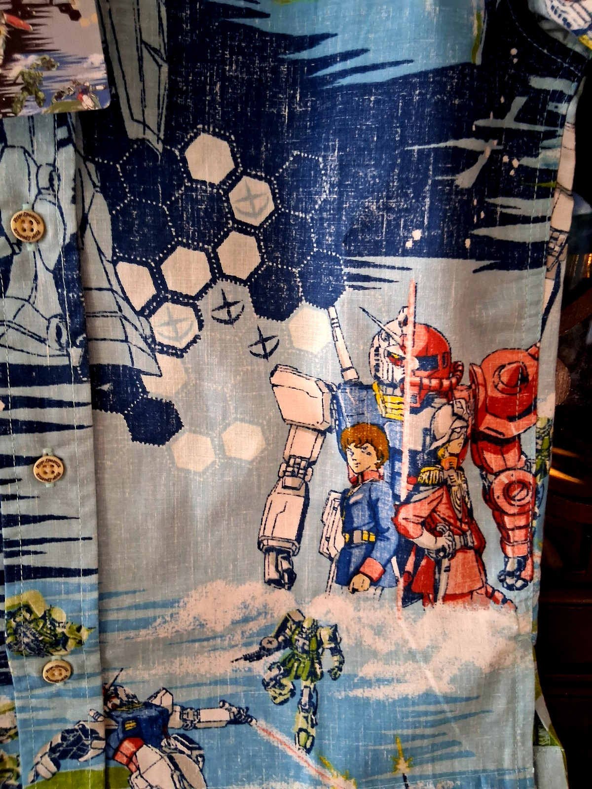 Reyn Spooner Boy's MOBILE SUIT "GUNDAM" Sky Full Button Front Shirt Sizes