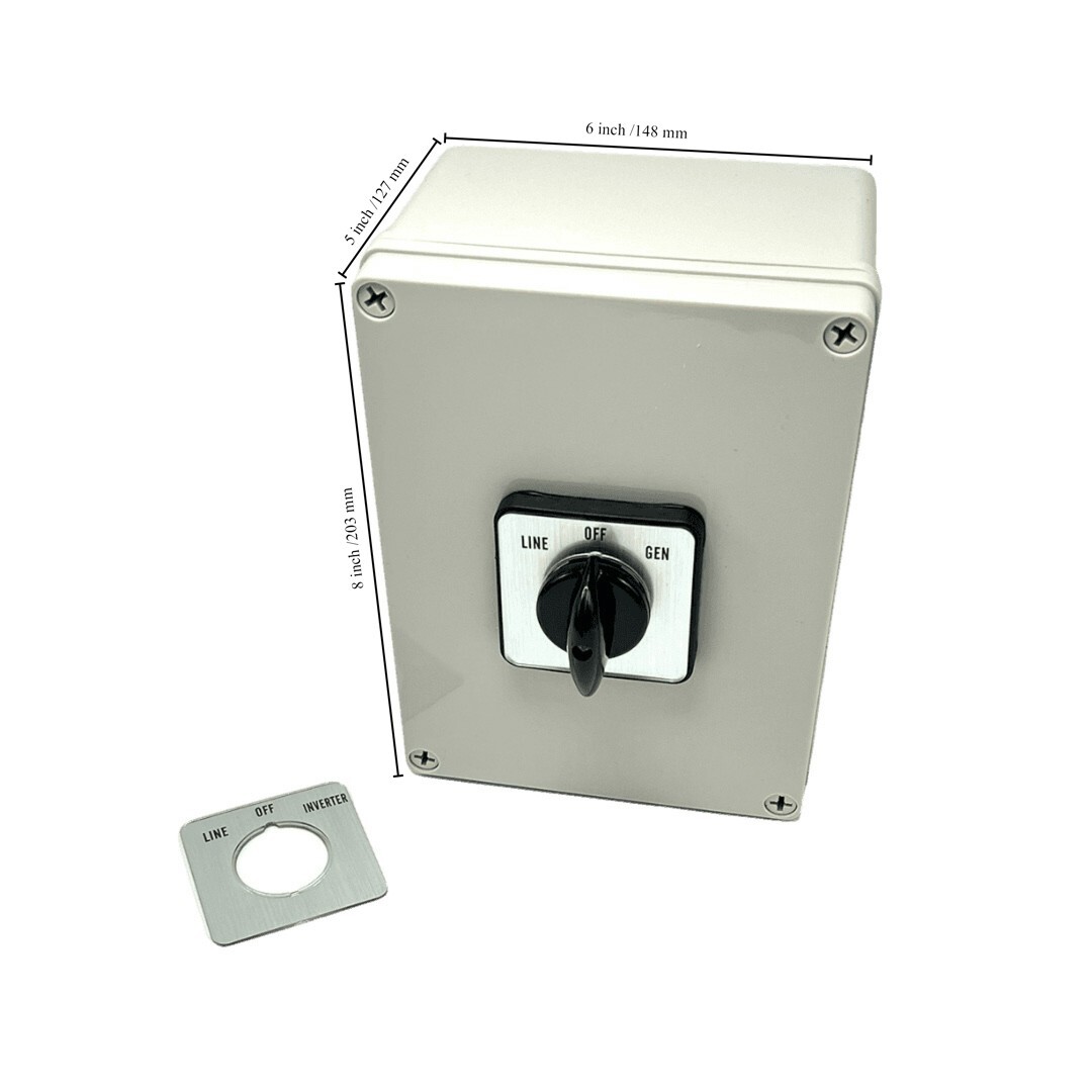 63A Manual Transfer Switch Line-Off-Inverter/Gen for (2) 120V or (1) 240V Device