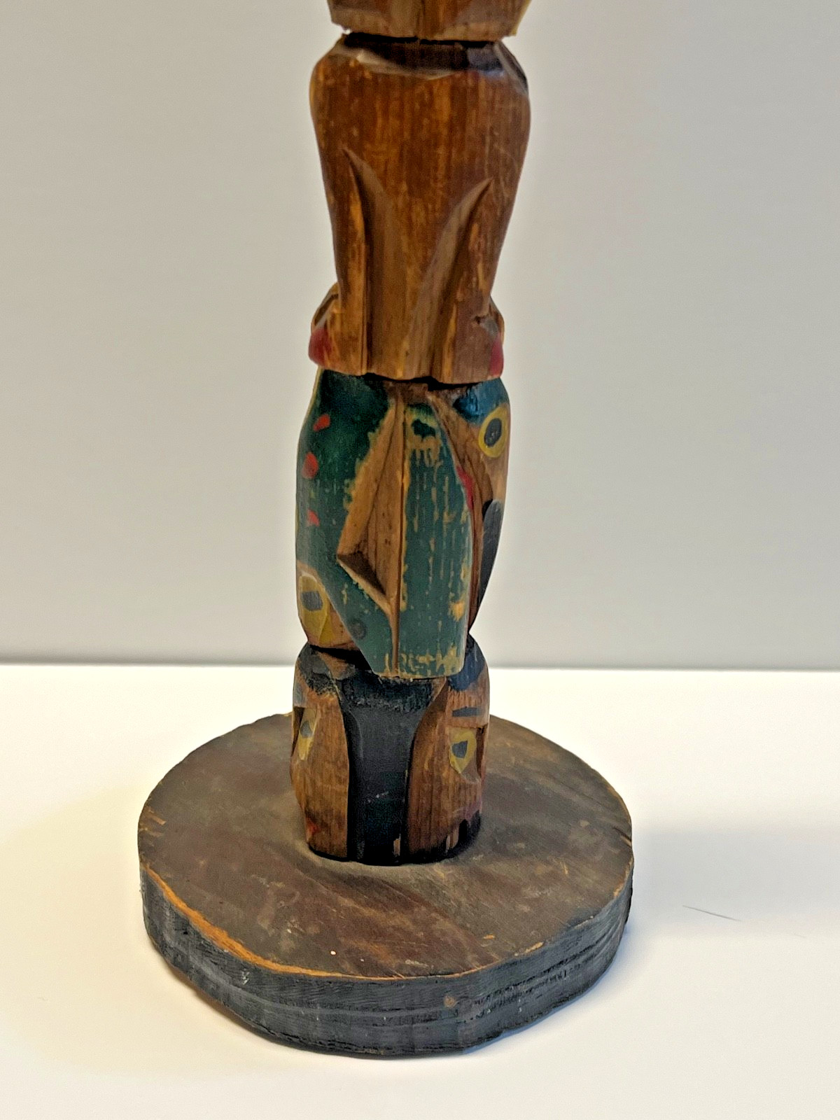 Fine Old Northwest Coast Salish or Nu-Chah-Nulth Indian Totem Candlestick; 1890s
