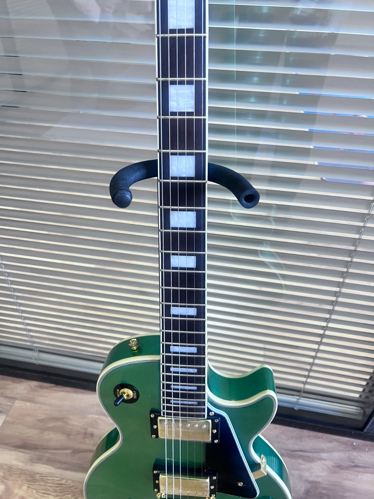 LP Custom Green Sparkle Electric Guitar Gold Hardware Fixed Bridge Ship US