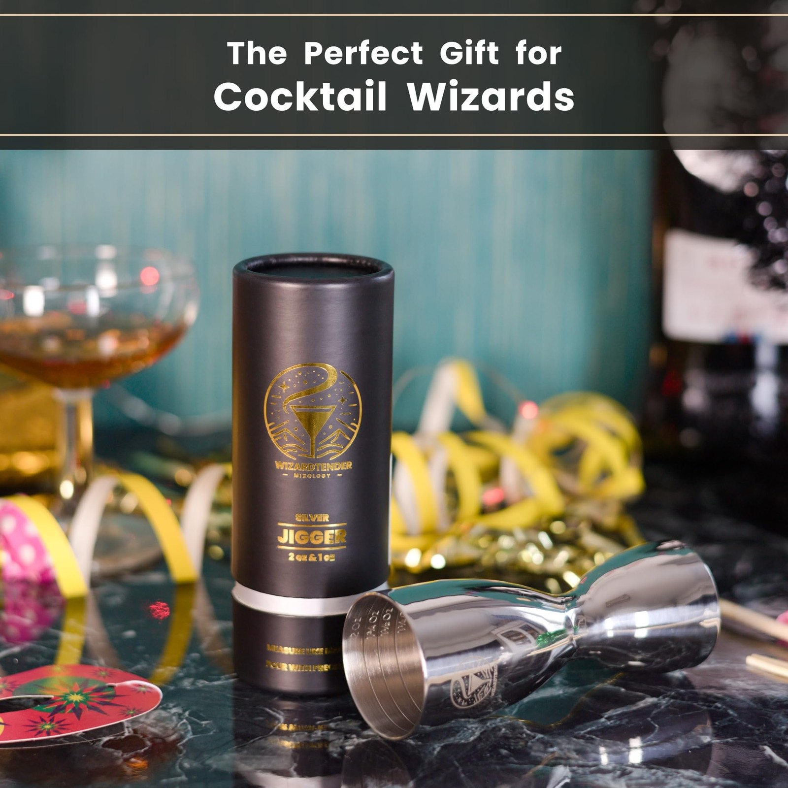 Cocktail Jigger for Bartending | Bar 2 oz 1 Standard, Glossy Silver