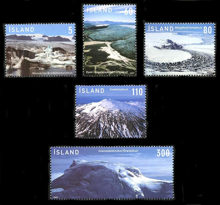 Iceland: 2007 Glaciers (1105-1109) MNH
