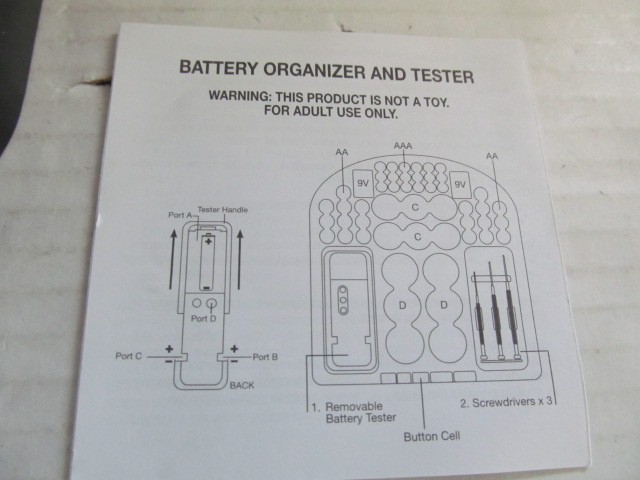 Avon Battery Organizer and Tester with Screwdriver Set