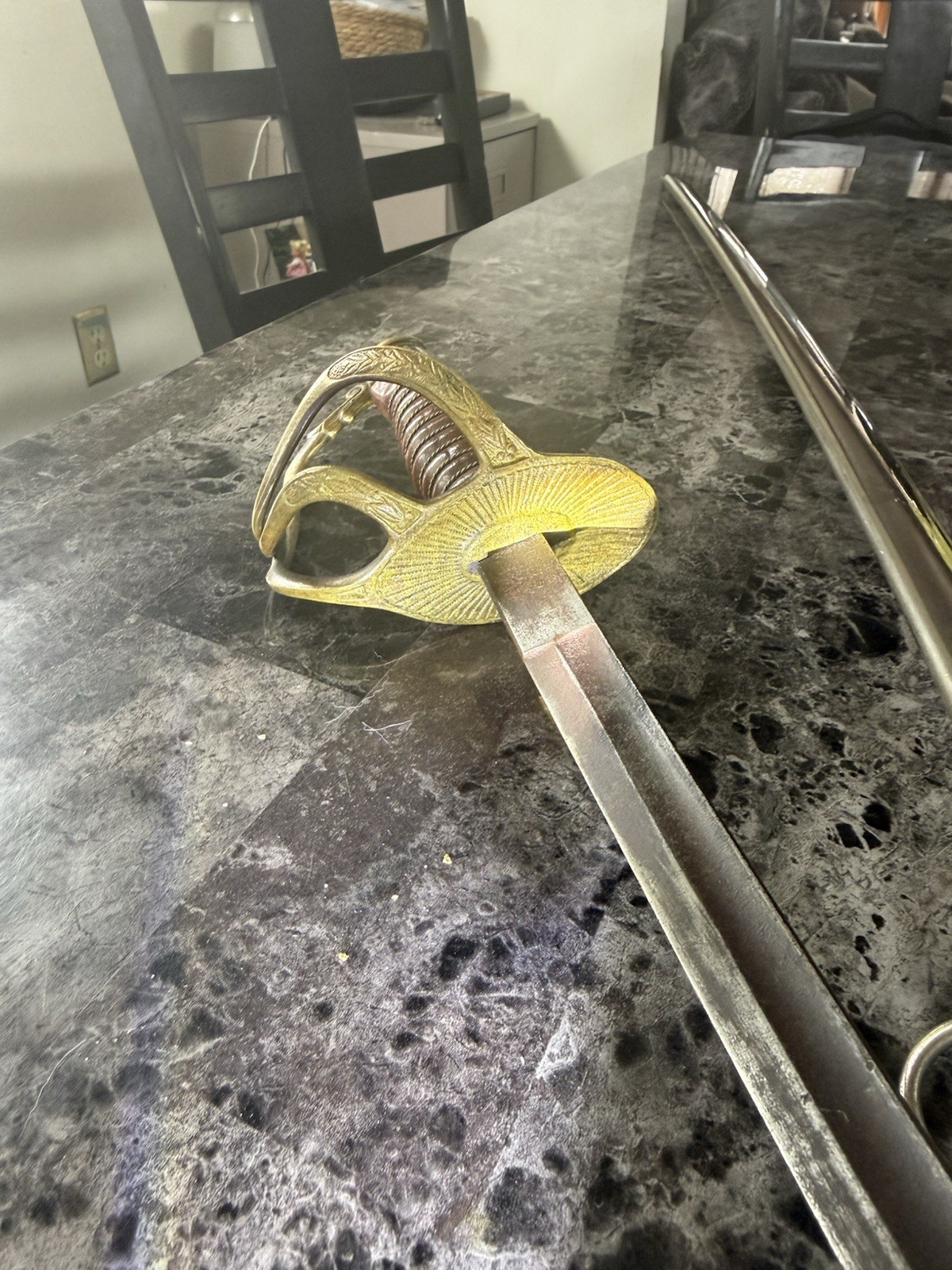 Model 1872 Springfield US Officer Sword Brass Guard with Nickel Scabbard