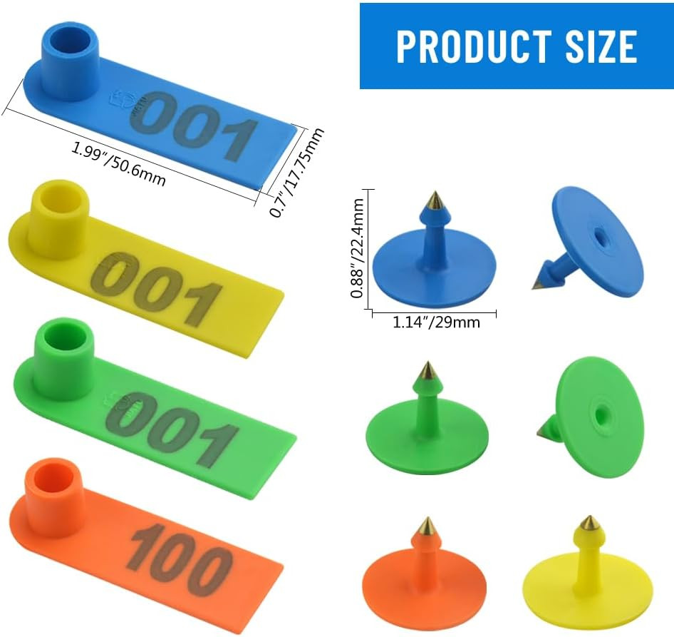 WMYCONGCONG 400 PCS 1-100 Plastic Livestock Ear Tag Animal Tag for Goat Sheep Pi