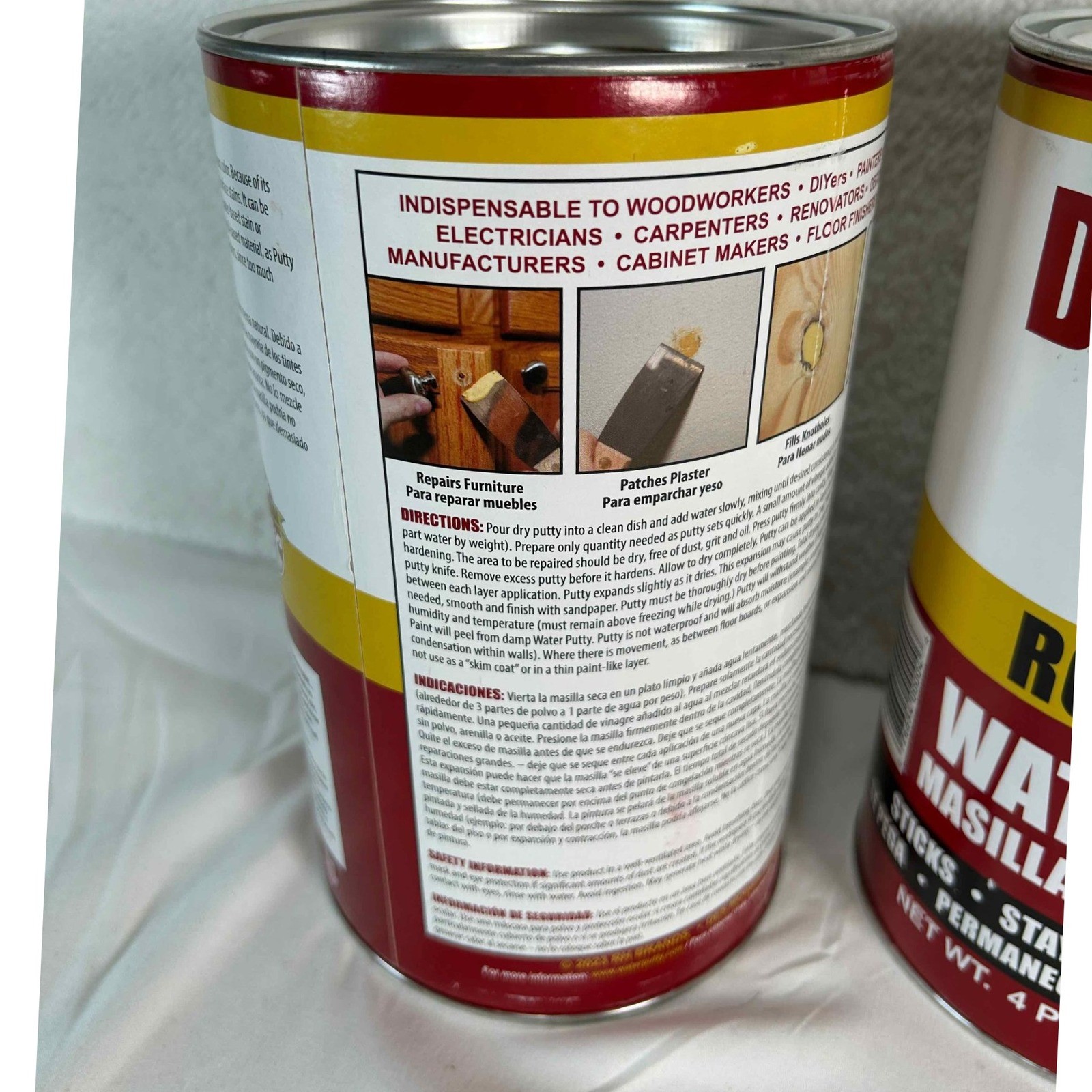 Pack of 2 Durham's Rock Hard Water Putty 4 lb Can Repair Material Woodworking