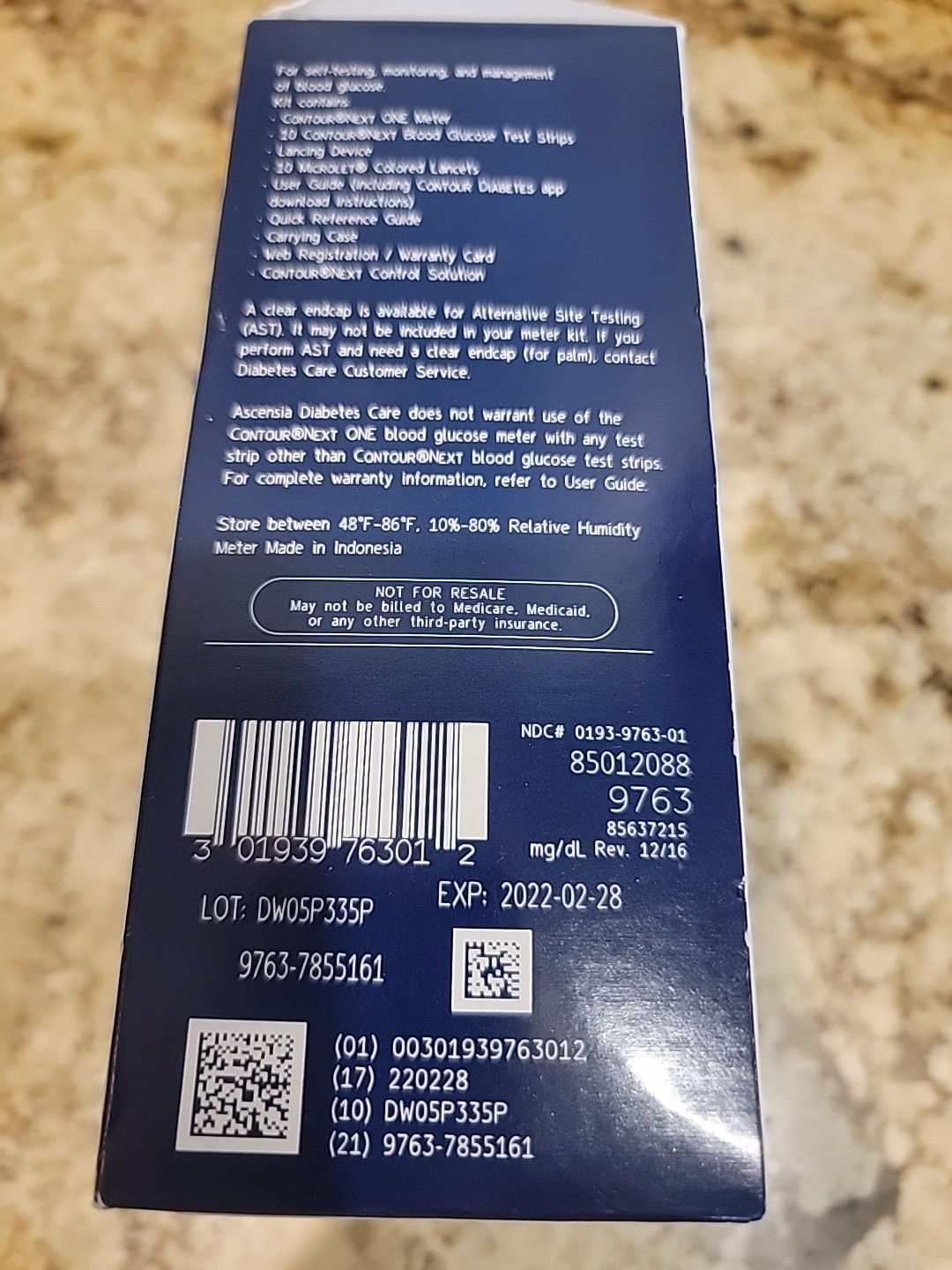 Contour Next One Blood Sugar Diabetic Glucose Monitoring System. Expired 2022