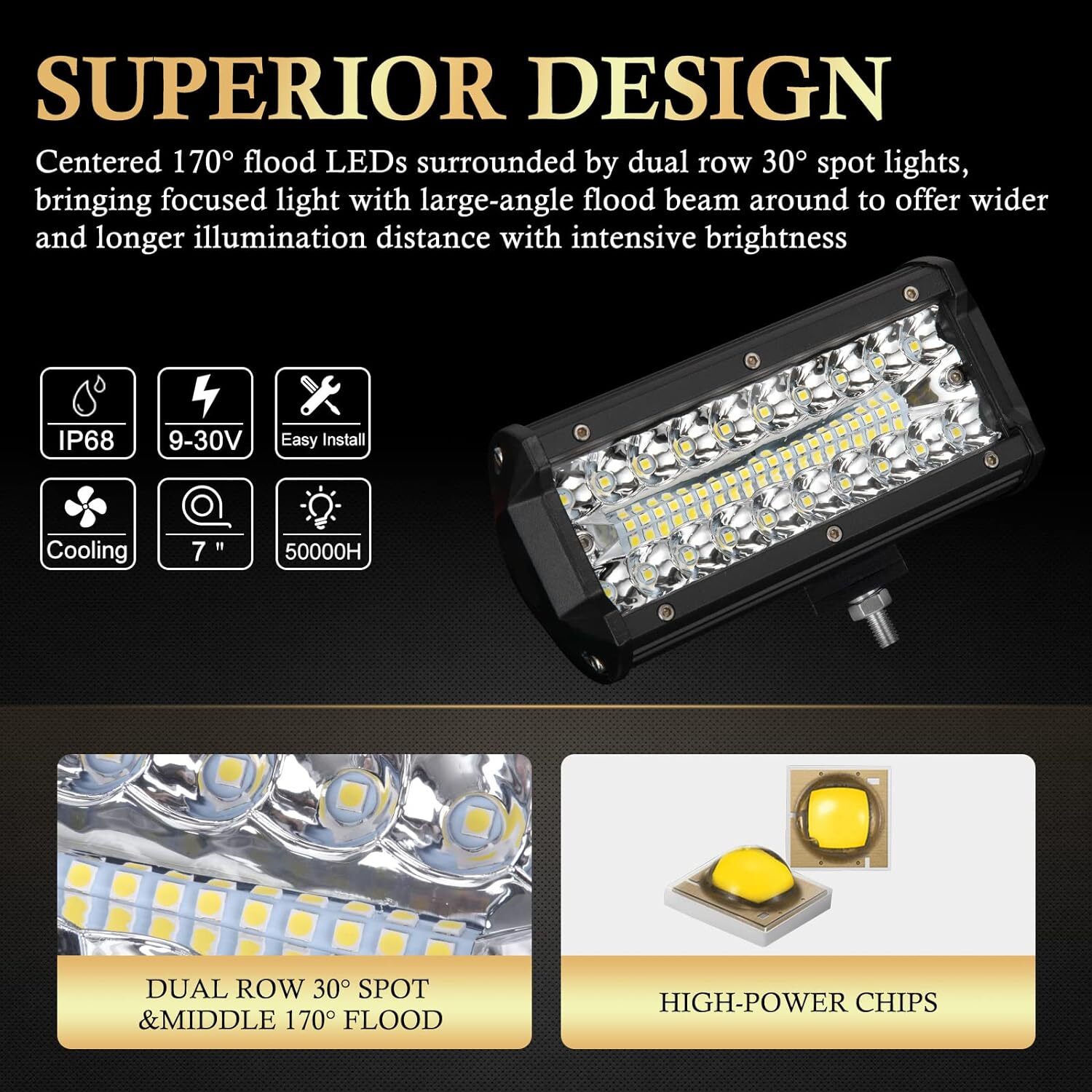 4x 7Inch 20000W LED Work Light Bar Flood Spot Pods Offroad Fog Driving ATV Truck
