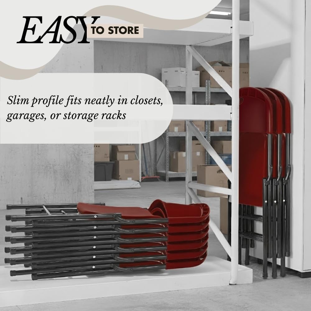 2-Pack Heavy Duty Plastic Folding Chair, 450 lbs Capacity Foldable Chairs