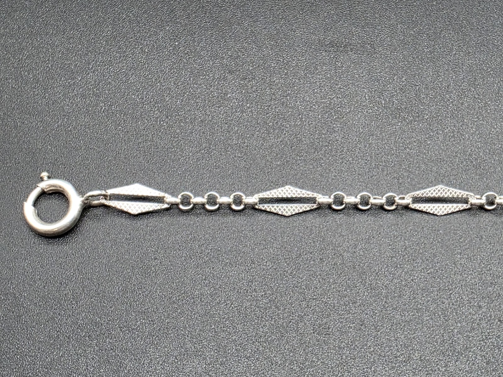 Antique Art Deco Silver Single Albert Pocket Watch Chain France c1920s