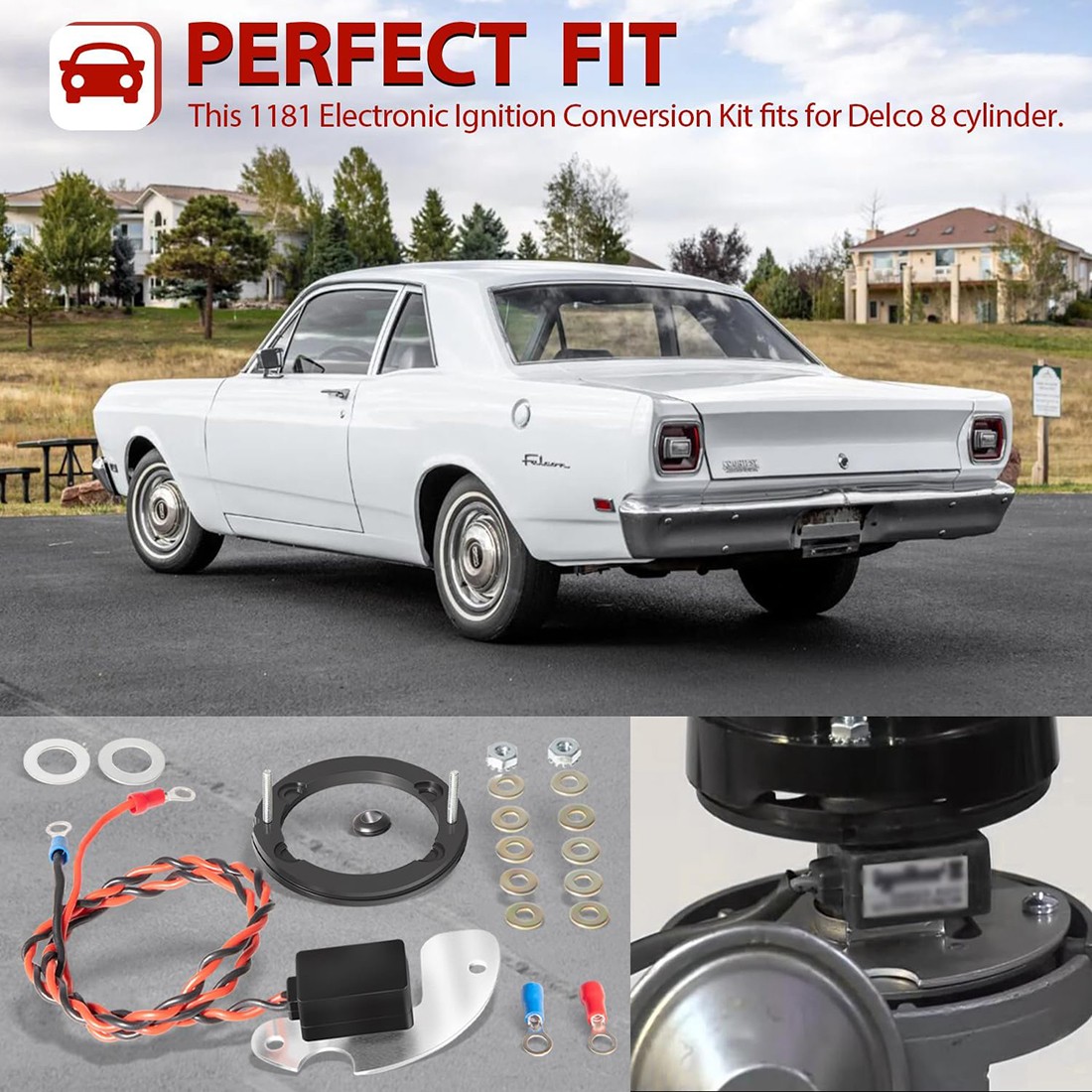 Electronic Ignition Conversion Kit for Pertronix 1181 Fits Delco 1957-1974 8 Cyl