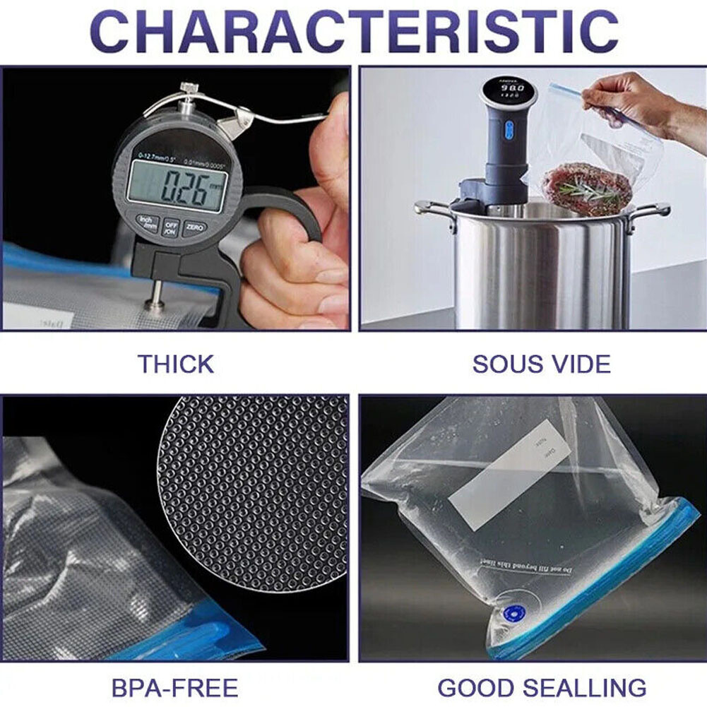 24pcs Sous Vide Bags Vacuum Sealer Pump Reusable Vacuum Food Storage Bags Kit US