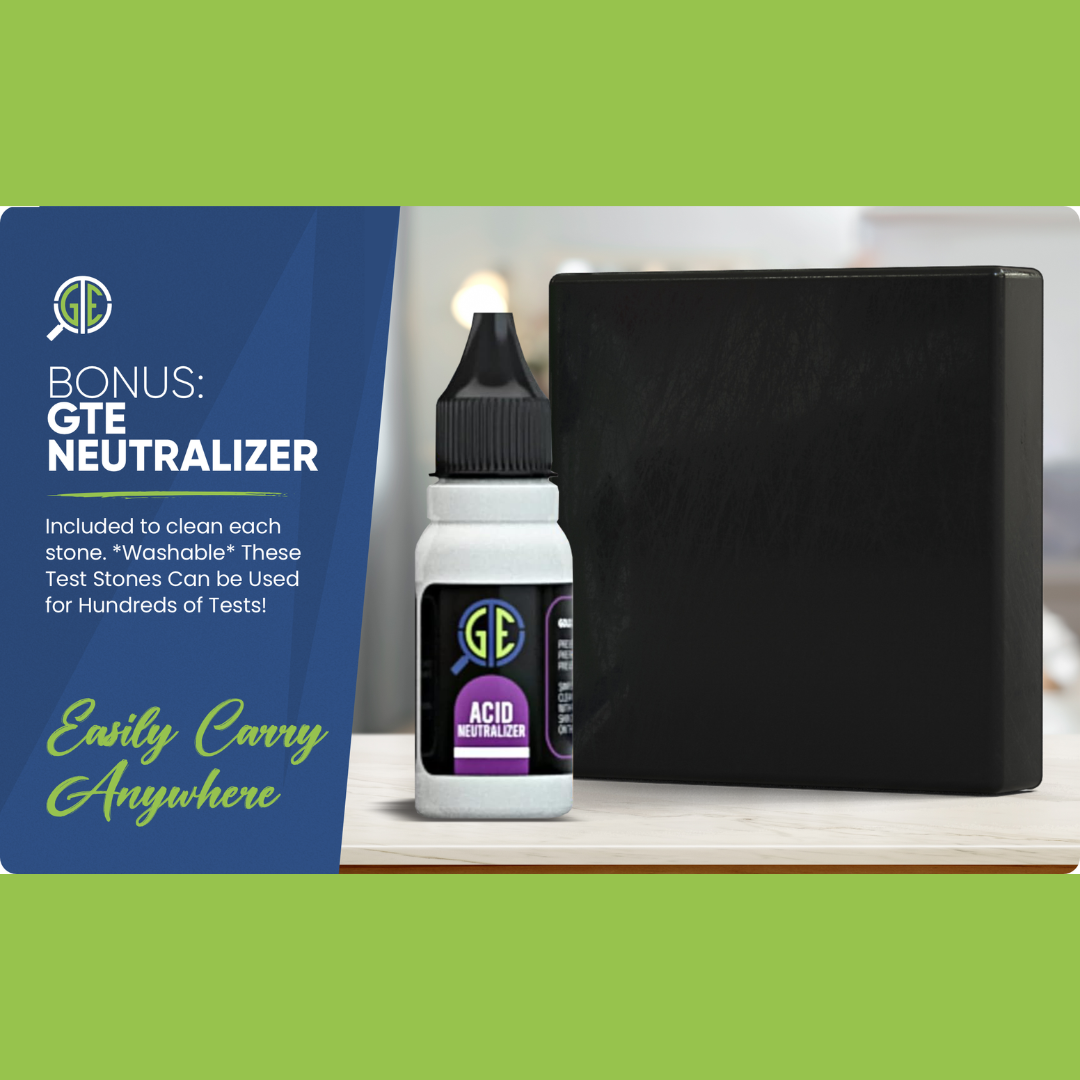 Gold Testing Kit 10k 14k 18k 22k Solutions Acids + Scratch Stone Test