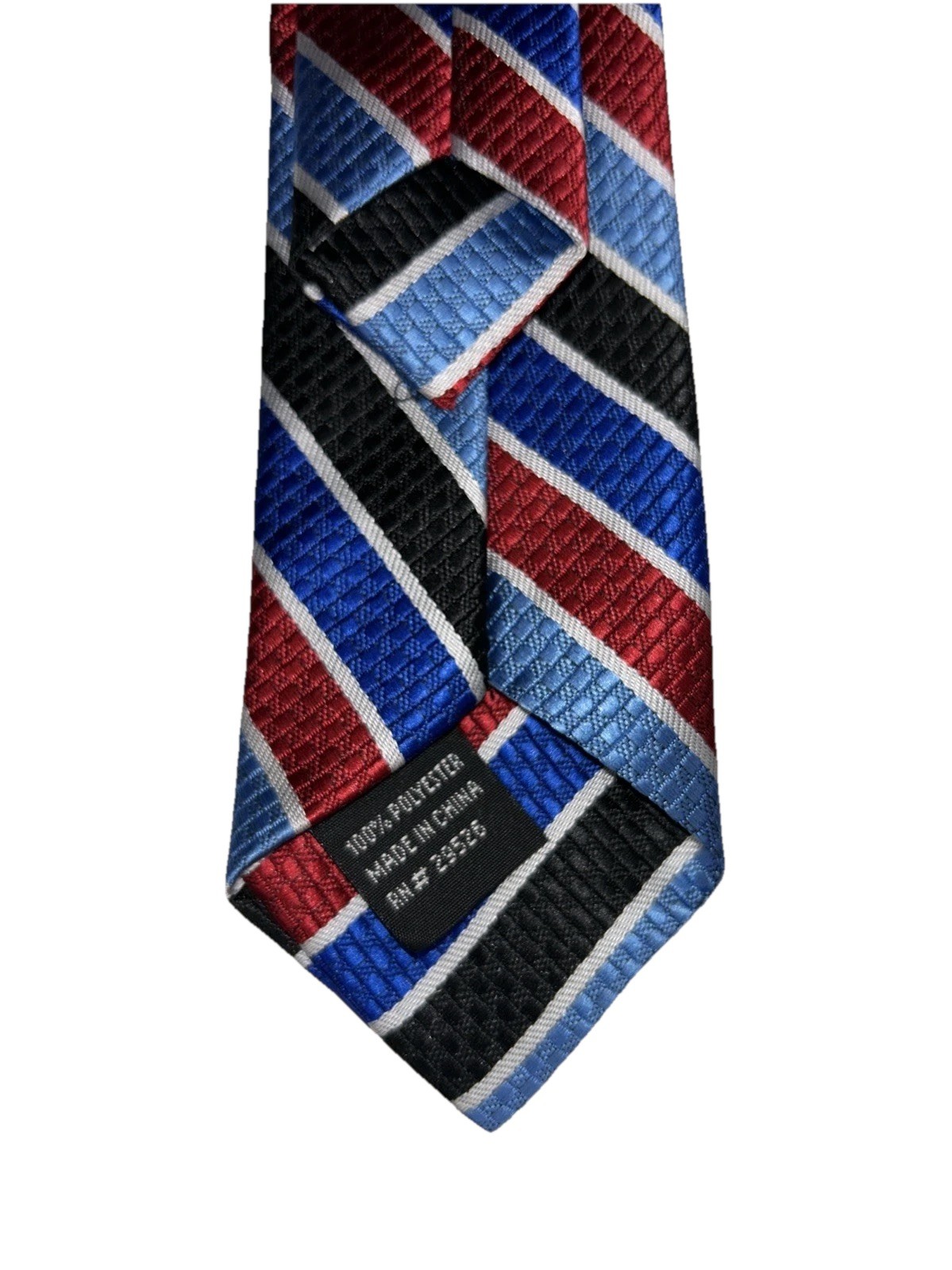 Boy’s Clip-on Tie Stripes Red White Blue Black 2.25 W X 15 L