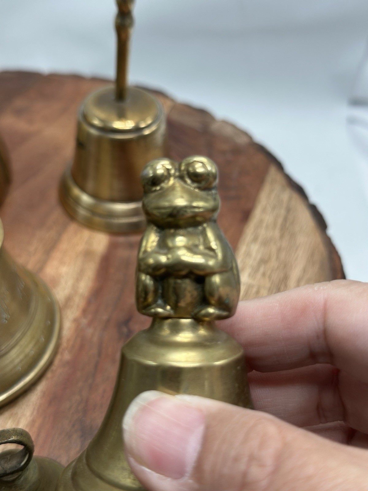 Vintage Bell England Brass Victorian Frog Woman Bell Collection 5 Lot