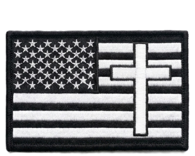 Tactical Christian Cross American Flag Patch – Hook & Loop Embroidered Military