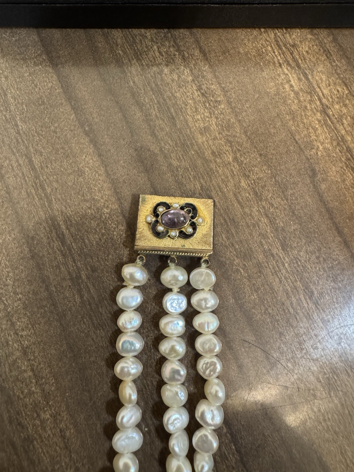 Percossi Papi Marked Jaded Jewel And Enamel Pearl Moonstone Bracelet 7 Inch