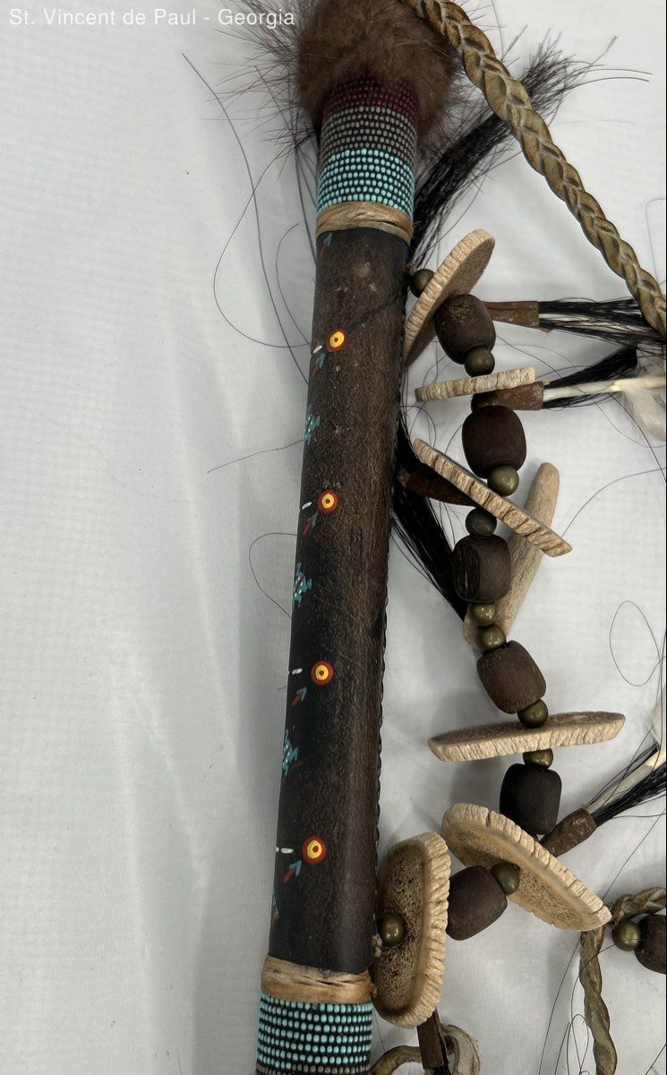 Ceremonial Peace Pipe Native American 18" Handmade By South Paw Authentic Animal