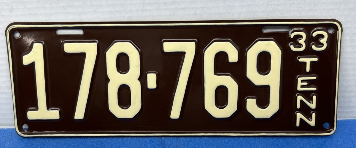 1933 Original Tennessee License Plate restored repaint Nice Display Plate Tag