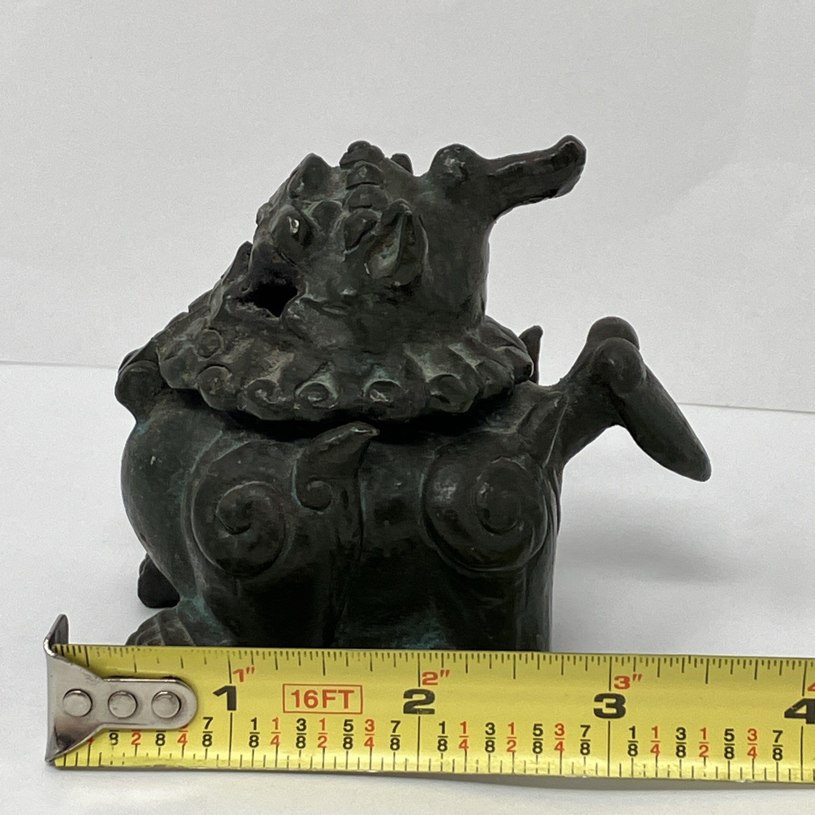 Antique Chinese Foo Dog Incense Burner Guardian Lion HEAVY ( Bronze? Cast Iron?)