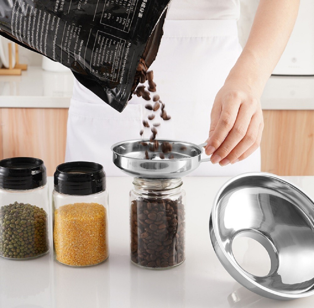 2-Piece Stainless Steel Canning Funnel Set for Mason Jars - Wide Mouth Funnel