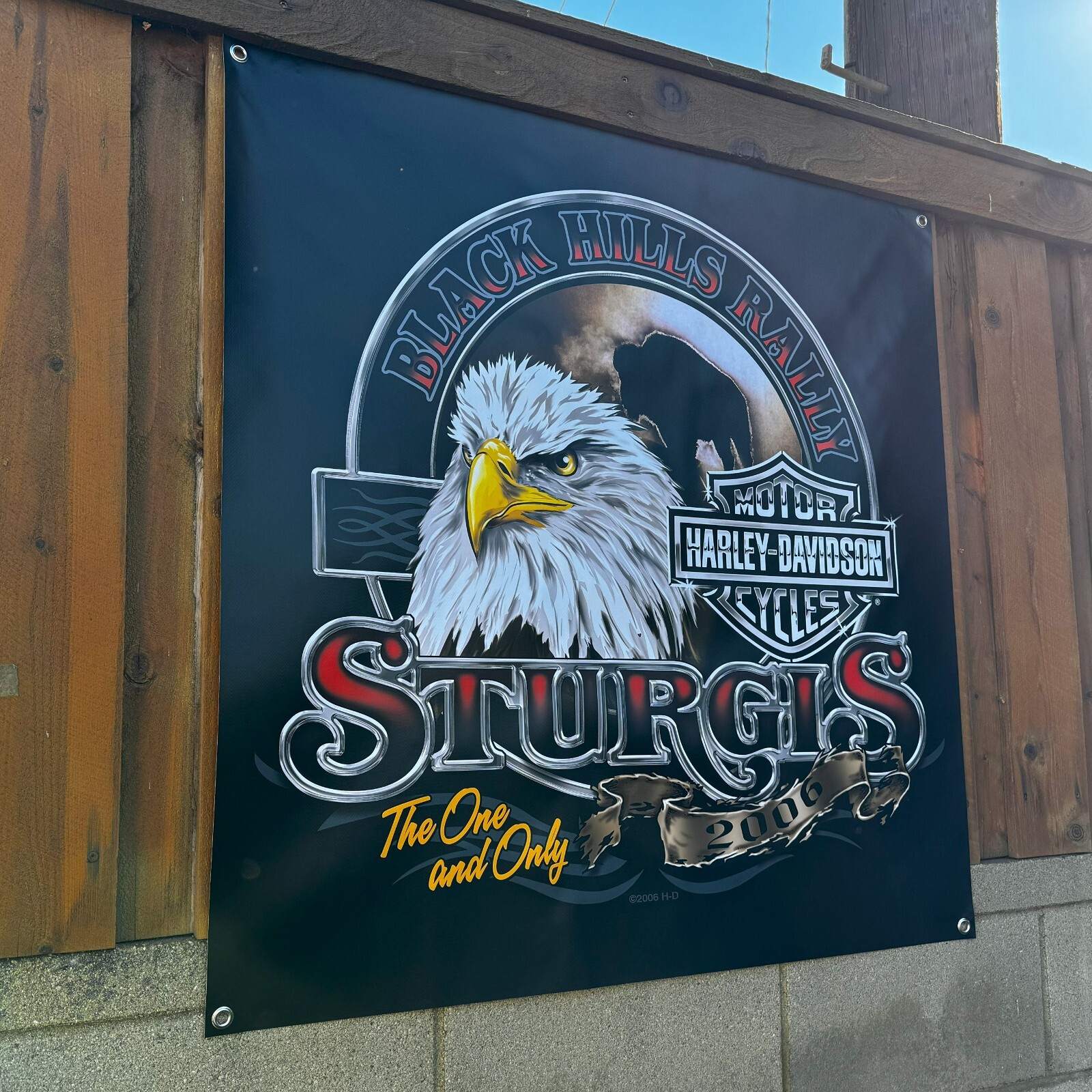 Harley Davidson 2006 Sturgis Rally Banner Sign 3ft x 3ft Black Hills Rally Flag