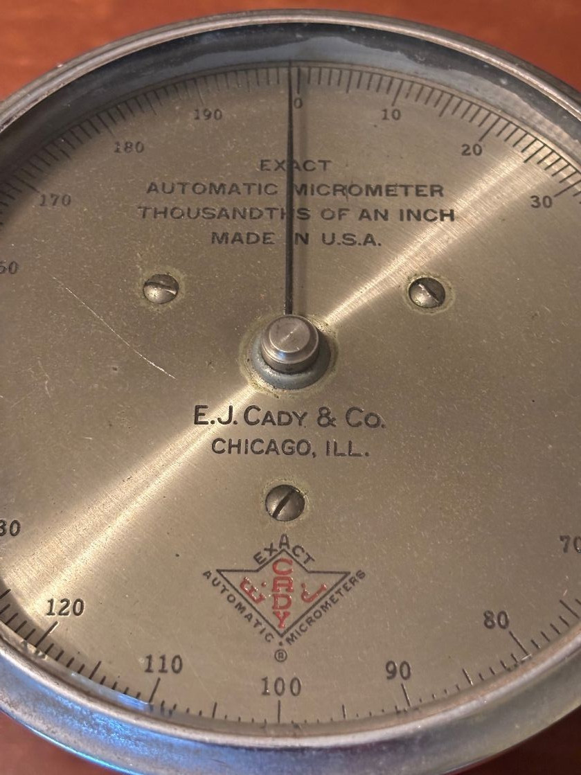Vtg E.J. Cady Exact Automatic Micrometer measures in Thousandths of an Inch