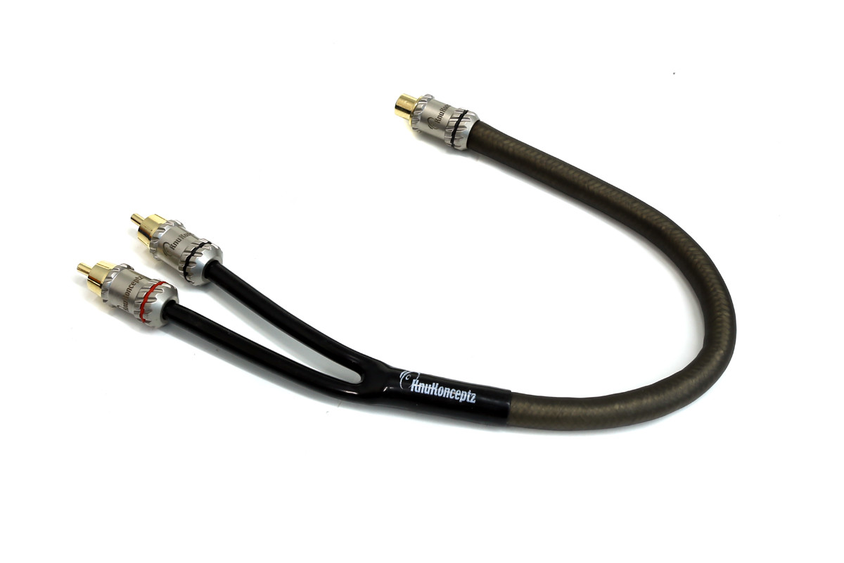 KnuKonceptz Krystal Twisted Pair 1 Female to 2 Male Y Adapter RCA Cable Splitter