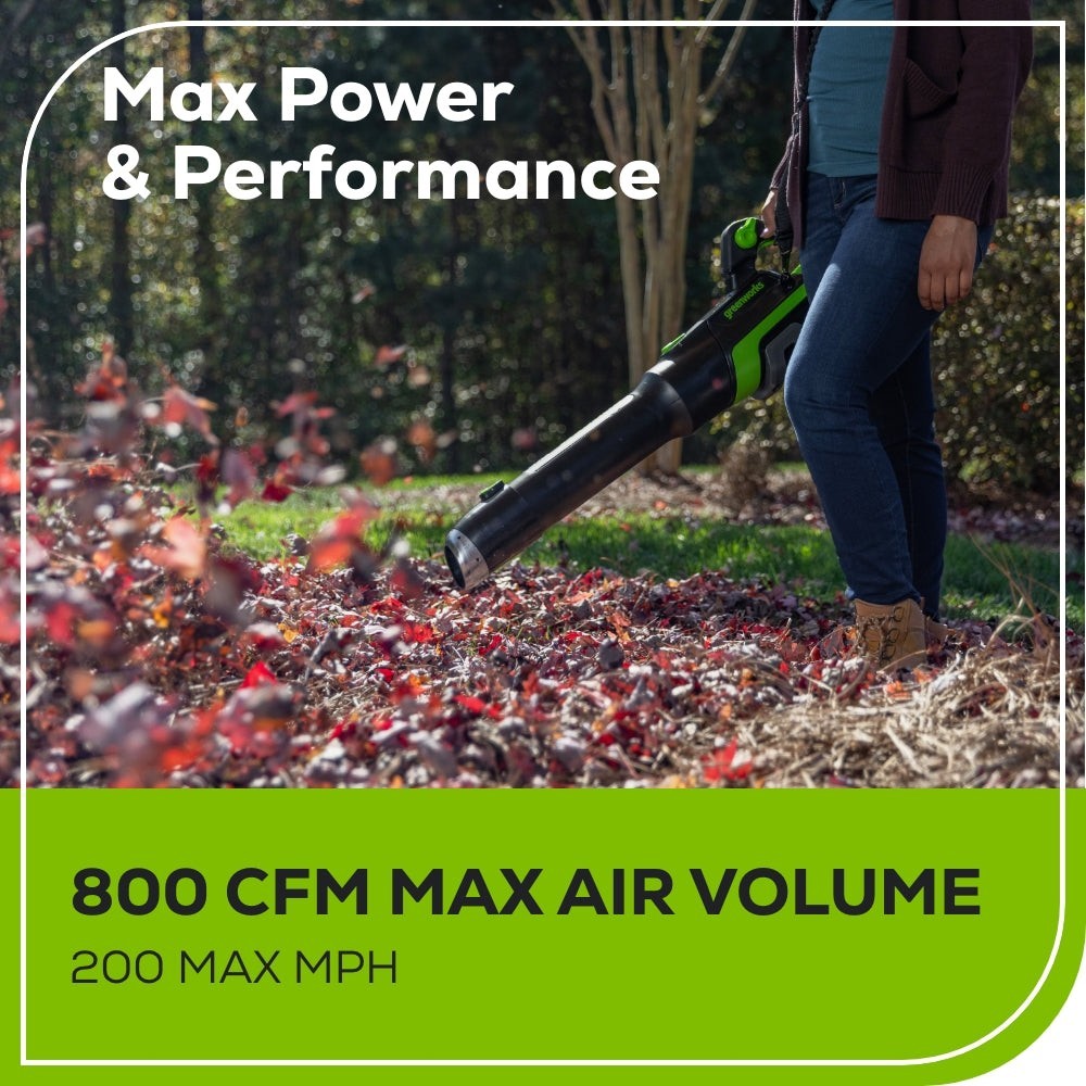 Greenworks 80V 800CFM Leaf Blower w/ 4Ah Battery 2A Charger & Shoulder Strap