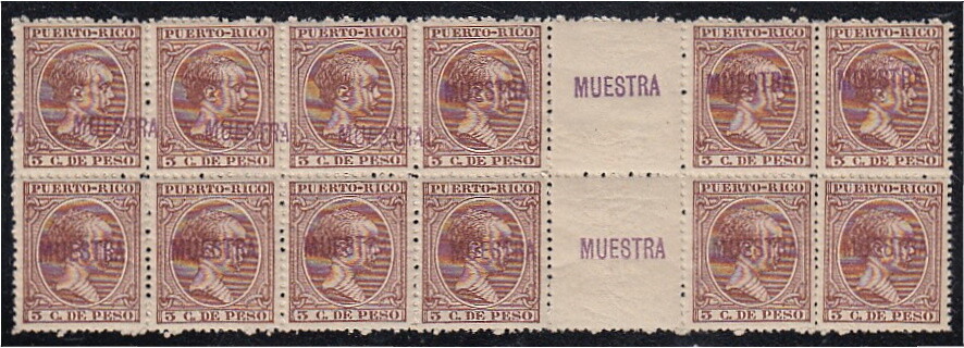 Puerto Rico 122 Bl.12 1897 Alfonso XIII SAMPLE MNH