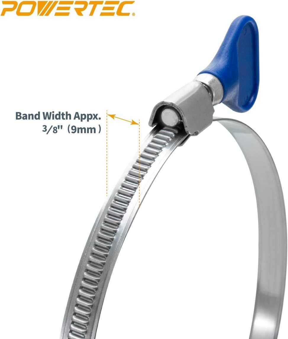 POWERTEC Dust Collection Hose Kit 6" x 10 Ft Left Spiral Hose 5x6" Hose Clamps