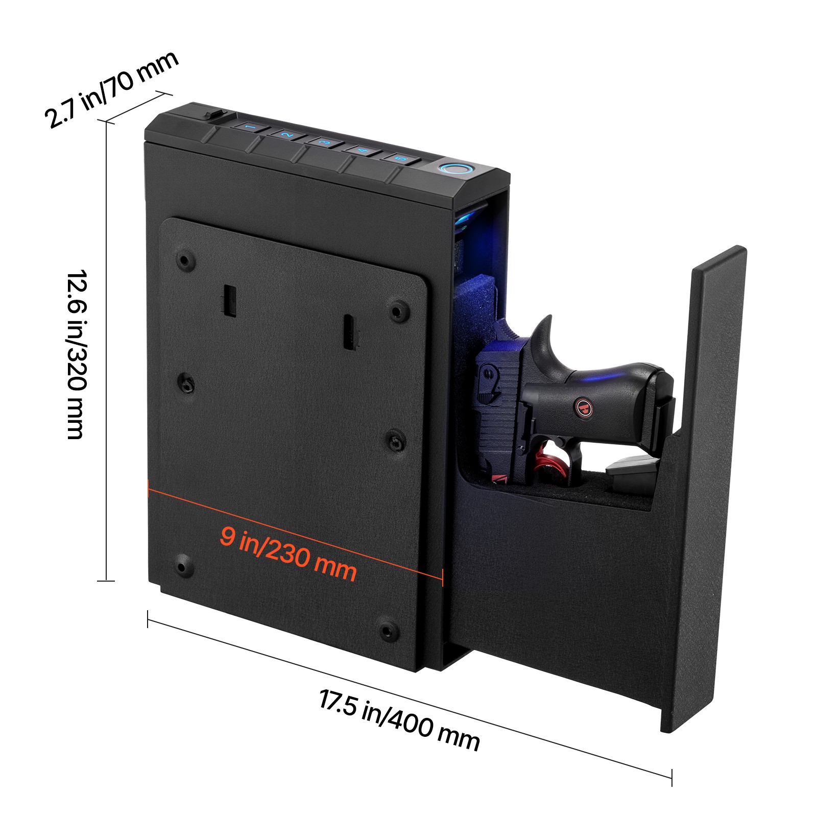 Uimoso Gun Safe Slider with Fingerprint, Code, and Key Access for Pistol Storage