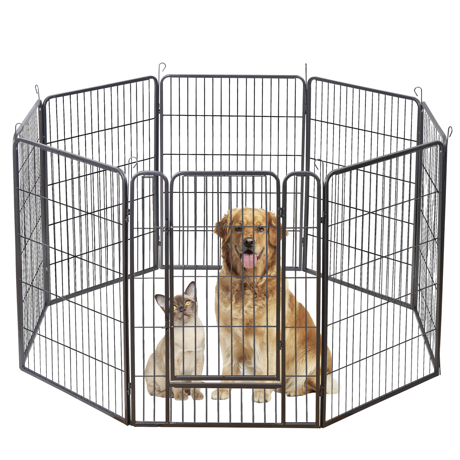 40" 8 Panel Heavy Duty Metal Pet Dog Playpen Kennel Exercise Fence Cage Black