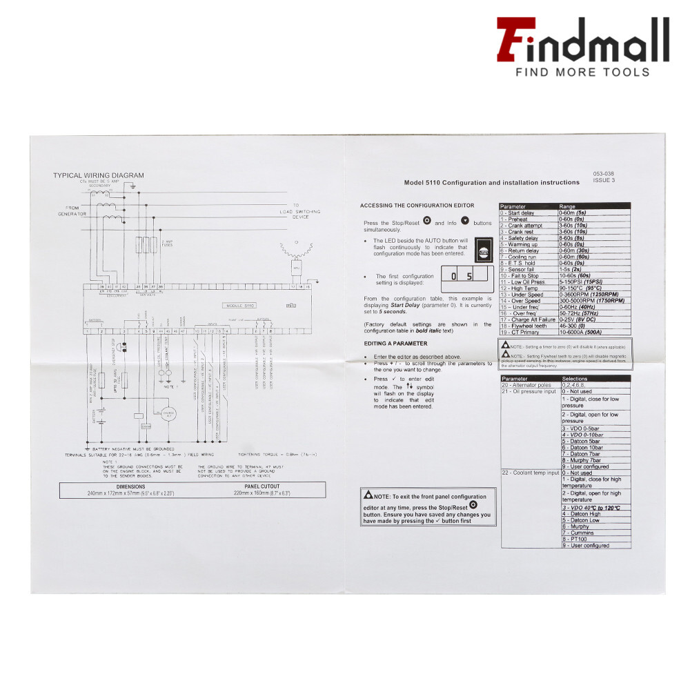For Deep Sea DSE5110 Generator Electronic Controller Control Module LCD Display