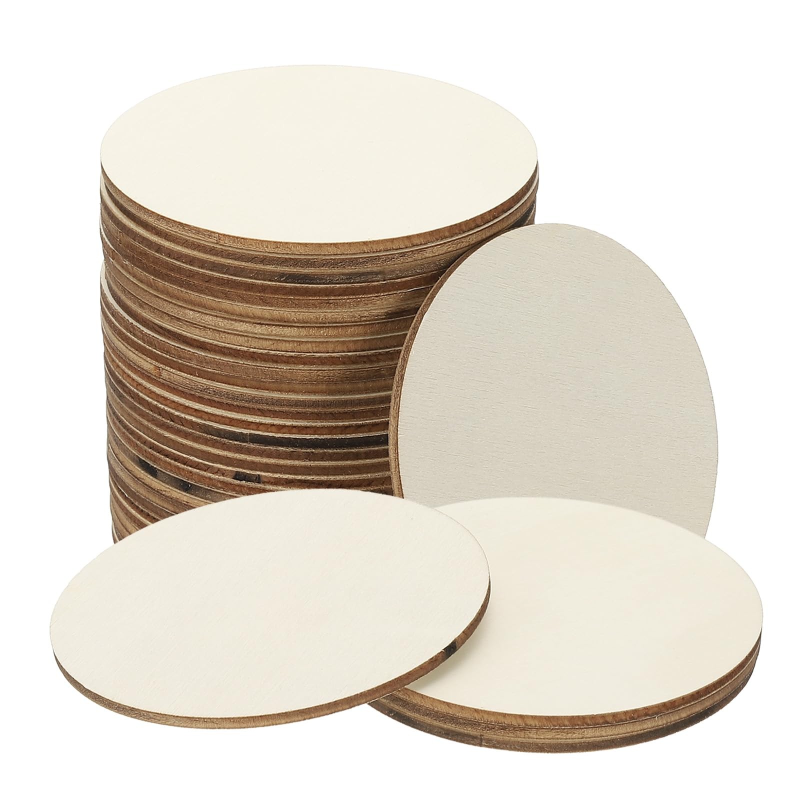 30 Pcs 3 Inch Unfinished Wood Circles Round Blank Wooden Discs for DIY Crafts