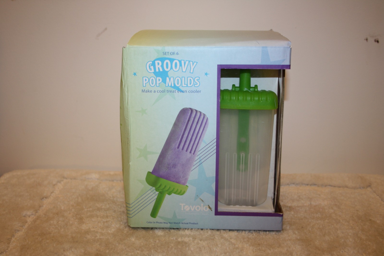 Tovolo Groovy Ice Pop Molds Drip-Guard Handle Popsicles 4 Ounce Set of 6 NEW